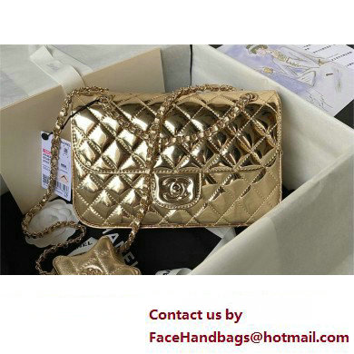 chanel Metallic Mirror Calfskin, Metallic Lambskin & Gold-Tone Metal gold Flap Bag & Star Coin Purse AS4649 2024